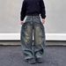 Men's Clothing Fashion Brand Heavyweight Multi Pocket Scimitar Jeans For Men And Women Street Blasting Old Washed Wide Leg Workwear Pants For Couples_mkmklike.com