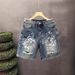 Men's Clothing Painted Graffiti Denim Shorts Men's Heavyweight Trend Handsome Scratched Hole Washed Shorts Men_mkmklike.com