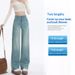 Zhizhi High-waisted Narrow Wide-leg Jeans Women, New Summer 2026, Loose Straight Pants For Petite Individuals, Casual_mkmklike.com