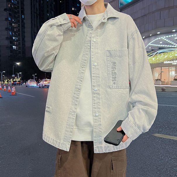 Youth Spring And Autumn New Denim For Men 2025 Trendy Handsome Checkered Shirt Jacket Casual Top_mkmklike.com