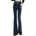 Women's Stretch Denim Pants, Slim Fit With Front Seam & Diagonal Slit Detail For A Flattering Look, Trendy Flared Bootcut Jeans_mkmklike.com