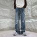 American Retro Old Jeans Men's Spring And Autumn Design Sense Niche Straight Wide Legs Trendy Brand Fried Street Ruffian Handsome Pants_mkmklike.com