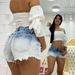 Europe And The United States Summer Gradient Denim Shorts Women's High Waist Thin Rough Edge Hot Pants_mkmklike.com