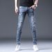 Pure Spring And Autumn Ripped Men With Patche, Cotton Caual Trendy Men' Jean, Youth Stretch Slim Fit For Men, Skinny_mkmklike.com