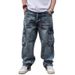 Men's Plus Size Relaxed Fit Denim Jeans With Multiple Pockets, Hip Hop Style Work Pants For Everyday Wear (Blue, S-3XL)_mkmklike.com