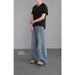 Men's Retro American Vintage Straight Leg Jeans - Relaxed Fit, Elastic Waist, Clean Aesthetic (Light Blue, Dark Blue, Black)_mkmklike.com