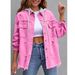 K New Denim Hooded Jacket For Women, Solid Color Loose Jacket, Perforated Long Sleeved Women's Denim Shirt_mkmklike.com