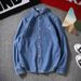 Northfold Spring Autumn Denim Shirt Men, Korean Style Slim Fit Long Sleeve Couple Shirt, Trendy And Stylish Thin Jacket For_mkmklike.com