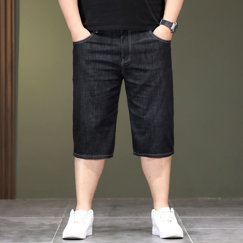 Large Size Men's Clothing Summer Straight 5 Points Jeans Men's Loose Elasticity Plus Fat Plus Size Fat Jeans Men's Cross-border_mkmklike.com