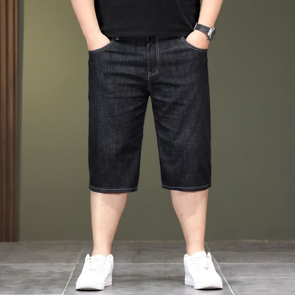 Large Size Men's Clothing Summer Straight 5 Points Jeans Men's Loose Elasticity Plus Fat Plus Size Fat Jeans Men's Cross-border_mkmklike.com