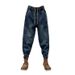 Trendy Retro Color Block Small Straight Angle Jeans For Men 2025 Spring New Tapered Harem Carrot Pants_mkmklike.com