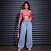 Women's High Waist Wide Leg Jeans - Vintage Washed Butterfly Embroidered Straight Denim Pants_mkmklike.com