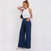 Women's Clothing Wide Leg Floor Length Pants Women's High Waist Flared Jeans - Classic Blue Denim Wide Leg Pants For Casual & Chic Outfits_mkmklike.com