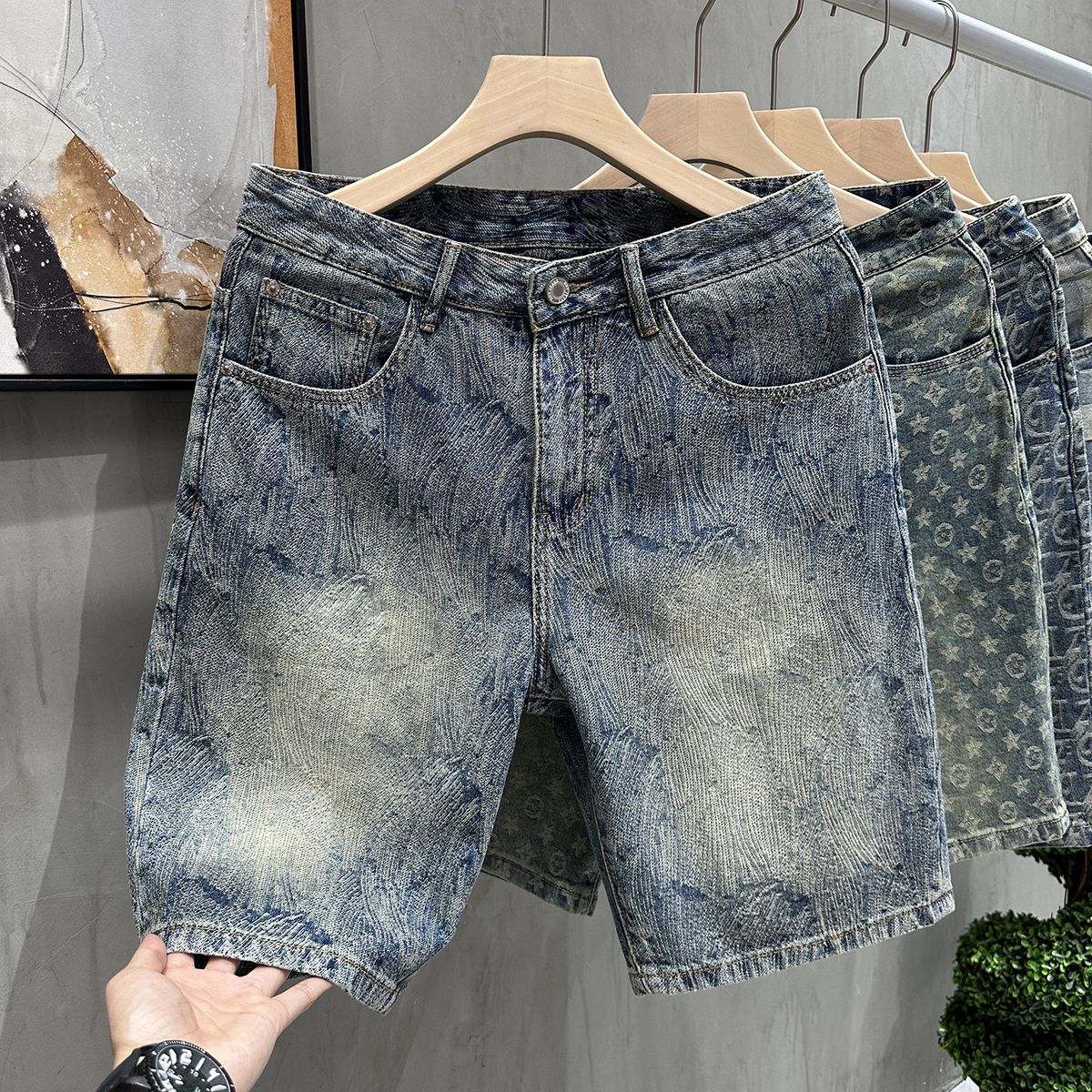 Men's Clothing Summer Style Thin Printed Denim Shorts For Men Trendy Brand Loose Fit Five Point Pants For Formal & Casual_mkmklike.com
