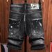 Men's Stretch Distressed Denim Shorts – Paint-Splatter Patchwork Design With Slim Fit & Breathable Fabric (Sizes 27-38, Multiple Colors)_mkmklike.com