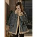 Chicco Japanese Retro Denim Jacket For Women, Autumn 2025 New Design, Lamb Wool Casual Winter Cotton Coat_mkmklike.com