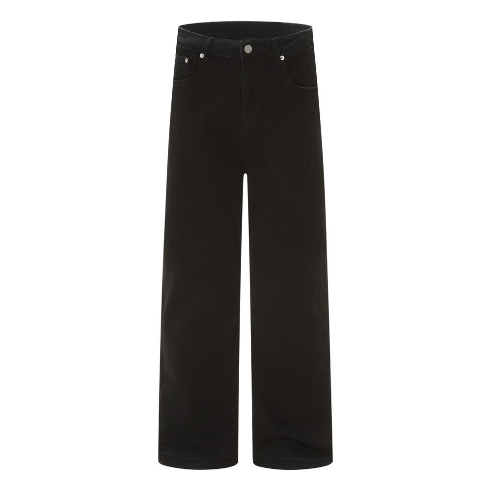 Men's Jeans Solid Color Basic Simple Commuter American Street Style Loose Versatile Straight Casual Long Pants_mkmklike.com