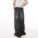 Men's Vintage Wide-Leg Jeans – Retro High Waisted Loose Fit Denim Pants For Summer, Casual Streetwear With Distressed Wash_mkmklike.com