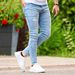 Men's Slim Fit Ripped Jeans Mid Rise Stretch Skinny Long Pants European American Style Washed Jeans For Men_mkmklike.com