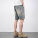 Men's Summer Denim Shorts Trendy Thin Straight Leg 5/6 Length Casual Mid-Length Japanese Style Loose Fit _mkmklike.com