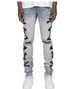 Men's Stretch Skinny Jeans - Trendy Ripped & Bone Print Denim Pants For Streetwear | Comfort Fit, Washed & Distressed Style_mkmklike.com