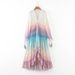 Women's Deep V Long Sleeve Gradient Printed Dress Long Skirt _mkmklike.com