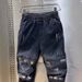 Men's Casual Slim Fit Jeans Blue Low Waist Elastic Jogger Harem Pants Trendy Spring Style Painted Graffiti Long Trousers_mkmklike.com