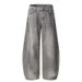 Gray Splatter-paint Jeans For Men, Straight Loose Fit, Wide-leg, Washed Vintage American High Street Style Pants, Trendy_mkmklike.com