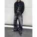 Vintage Washed Black Baggy Straight Jeans For Men - Retro Distressed Denim Pants With Cat Whiskers & Hand-Painted Details_mkmklike.com