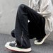 Men's Trendy Frayed Flared Jeans Loose Straight Leg High Street Style Cool And Stylish Zipper Design_mkmklike.com