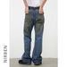 Men's Clothing High Street Retro Ripped Jeans Men's Trendy Brand Loose Straight Flared Slim Trousers_mkmklike.com