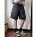 Men's Clothing Distressed Washed Elastic Denim Shorts Niche Deconstructed Design Yellow Mud Dyed Loose Versatile Shorts_mkmklike.com