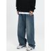 Nordmann Premium Jeans For Men Youth Spring Autumn Loose Straight Casual Long Japanese Retro Washed Distressed Wide-Leg Pants_mkmklike.com
