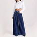 Women's Clothing Distressed Wide-Leg Jeans For Women – Rhinestone Pocket Boho Denim Pants (S-XXL, Vintage Wash, Non-Stretch)_mkmklike.com