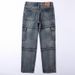 Street Retro Washed Denim Pants For Both Men And Women, Featuring Multiple Pockets And A Straight Fit, Loose Fitting Denim Pants_mkmklike.com