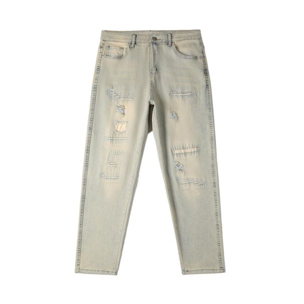 Men's Slim Fit Skinny Jeans Ripped Retro High Street Style Distressed Trendy Long Pants_mkmklike.com