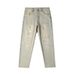 Men's Slim Fit Straight Leg Denim Jeans Yellowish Brown Ripped Distressed High Street Style Retro Trendy Trousers_mkmklike.com