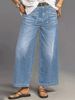 Women's Clothing Relaxed Wide-Leg Jeans - Vintage-Inspired Mid-Rise Stretchy Denim Pants In Classic Blue & Black_mkmklike.com