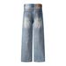 Distressed Washed Jeans For Men, Dad Punk Style, Worn And Loose Straight-Leg Pants_mkmklike.com