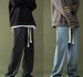 Drawstring Elastic Jeans Men's Retro Loose Casual Straight Trendy Brand Wide-leg Large-size Trousers_mkmklike.com