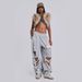 Women's Trendy Casual Wide Leg Pants Ripped Details Street Style Hip Hop Design Loose Sweatpants_mkmklike.com