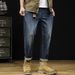 Large Size Men's Clothing Autumn And Winter New Retro Jeans Men's Fattened Plus Size Loose And Thick Elastic Denim Trousers Men_mkmklike.com