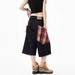 American Black Cropped Jeans 2025 Summer Men's Loose Fit Slimming Straight Wide Leg Mid Length Casual Shorts_mkmklike.com