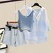 Women's Clothing Summer Wear For Women New Sun Protection Shirt Slim Vest Fashion Casual Denim Shorts Three Piece Set_mkmklike.com
