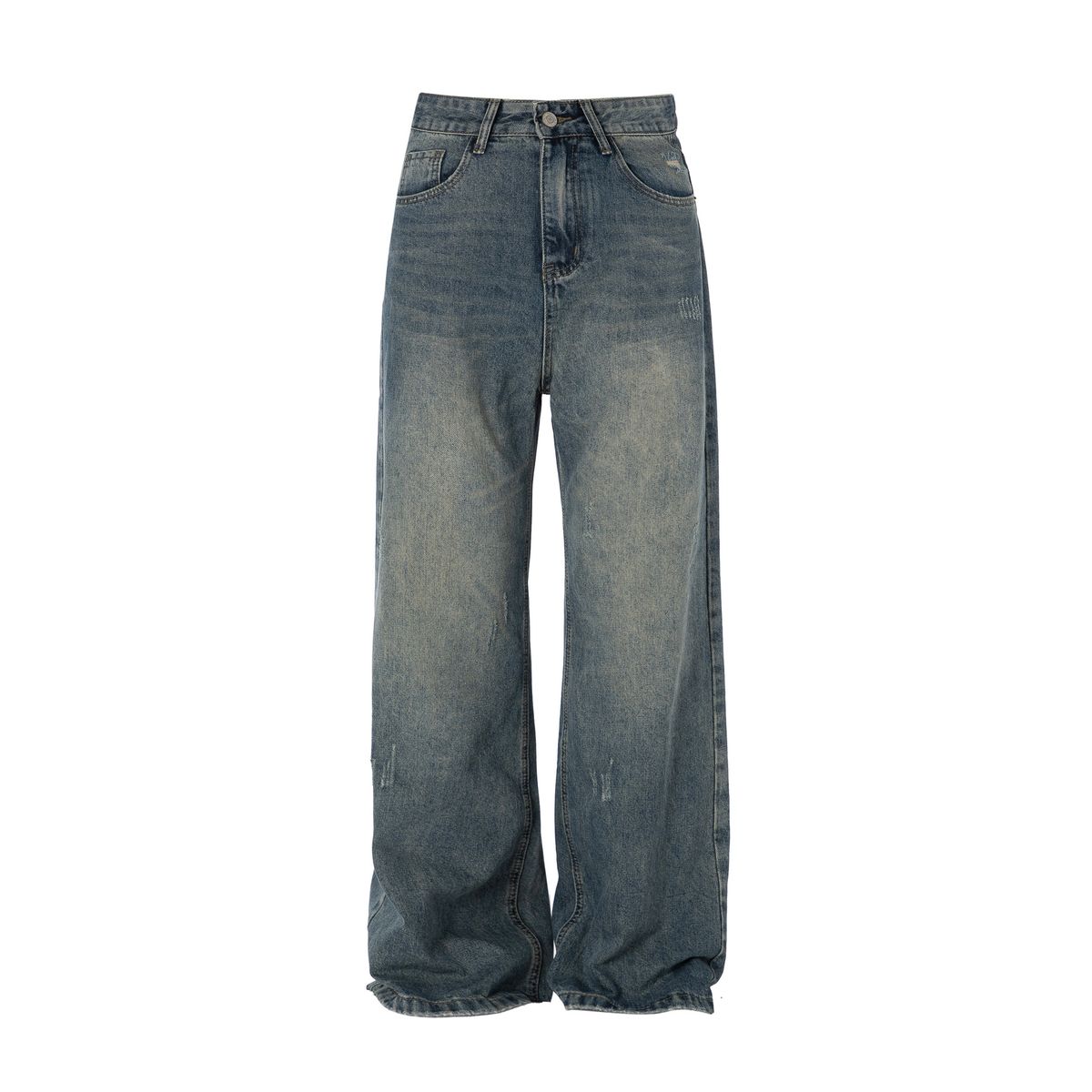 Men's Clothing retro washed jeans high street distressed drape brand slim hip hop versatile wide leg trousers_mkmklike.com