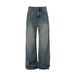 Men's Clothing retro washed jeans high street distressed drape brand slim hip hop versatile wide leg trousers_mkmklike.com