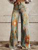 Ladies Eye‑Catching Y2k Flare Bottoms, Vintage Washed Star All‑Over Print High Waist Wide Leg Pants, Multiple Available Hues_mkmklike.com