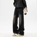 Men's American Vintage Washed Ripped Jeans, High Street Whiskering Loose Straight Baggy Wide Leg Casual Denim Pants Streetwear_mkmklike.com