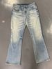 Men's Clothing Vintage Distressed Ice Blue Cream Faded Whisker 646 Flared Jeans_mkmklike.com
