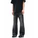 Men's Clothing Vintage Black-Gray Distressed Flared Jeans For Men & Women – High Waist, Loose Fit, Slimming Straight Leg Denim Pants_mkmklike.com